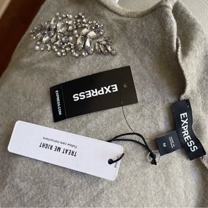 Express, size Medium, soft mock neck sweater, gem embellished on shoulders NWT
